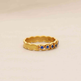 Minimalist Blue Kyanite Gemstone Ring 18 kt Gold Plated 925 Silver