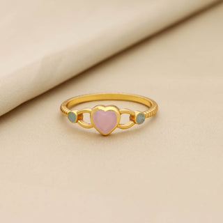 Heart Shape Rose Quartz Stone Ring, Heart Shape Gemstone, 925 Silver 18kt Gold Plated