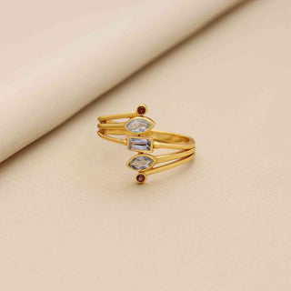 Labradorite Ring Garnet Ring Natural Gemstone 925 Solid Sterling Silver Gold Plated Design Minimalist Ring