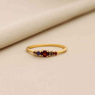 Multi Stone Ring, Round Shape Gemstone, 925 Silver Ring With 18kt Gold Plated