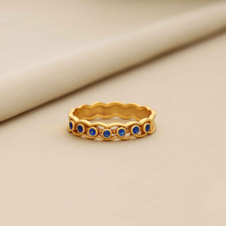 Minimalist Blue Kyanite Gemstone Ring 18 kt Gold Plated 925 Silver