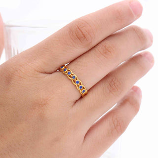 Minimalist Blue Kyanite Gemstone Ring 18 kt Gold Plated 925 Silver