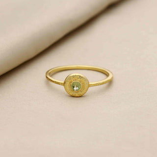 Peridot Stone Ring, Decorated With Round Cut Gemstone, 925 Silver Ring Plated with 2 Micron 18kt Gold