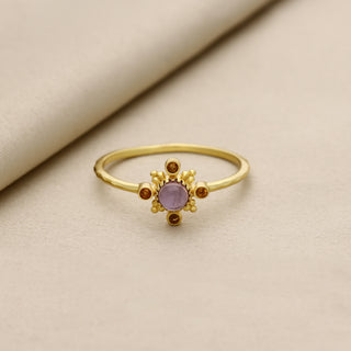 Beautiful Amethyst or Red Garnet Gemstone Ring, 925 Silver Ring Plated With 2 Micron 18kt Gold