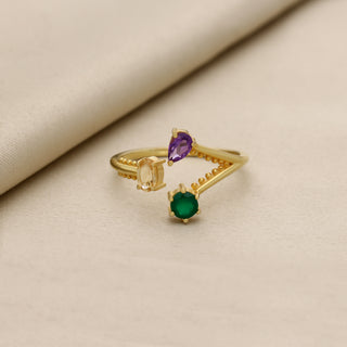 Beautiful Multi Gemstone Ring, 925 Silver Ring Plated With 2 Micron 18kt Gold