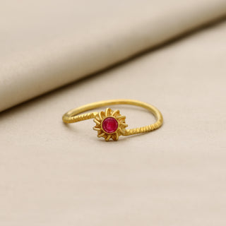 925 Stealing Silver Ring, Decorated With Carnelian Gemstone, Plated with 2 Micron 18kt Gold