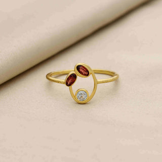 925 Silver Ring Plated With 2 Micron 18kt Gold, Natural Garnet or sky blue topaz Ring, Round or Marquise Shape Gemstone