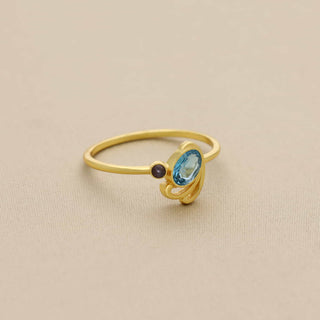 Beautiful London Blue Topaz or Iolite Gemstone Ring, 925 Stealing Silver Ring Plated With 2 Micron 18kt Gold