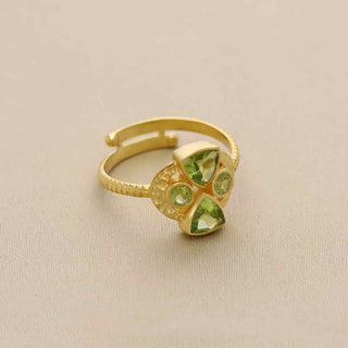 Peridot Stone Ring, Decorated With Trillion Cut Gemstone, 925 Silver Ring Plated with 2 Micron 18kt Gold