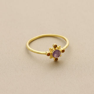 Beautiful Amethyst or Red Garnet Gemstone Ring, 925 Silver Ring Plated With 2 Micron 18kt Gold