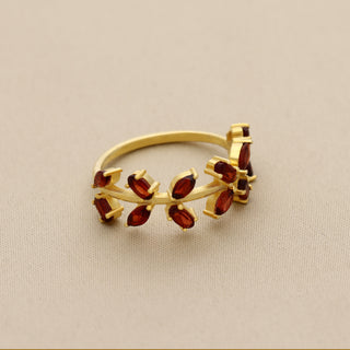 Beautiful Red Garnet Gemstone Ring, 925 Silver Ring Plated With 2 Micron 18kt Gold