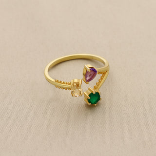 Beautiful Multi Gemstone Ring, 925 Silver Ring Plated With 2 Micron 18kt Gold