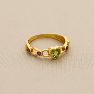 925 Stealing Silver Ring, Decorated With Various Gemstone, Plated with 2 Micron 18kt Gold