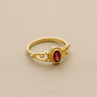 Red garnet Gemstone Ring, 925 Silver Ring Plated With 2 Micron 18kt Gold