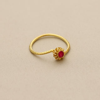 925 Stealing Silver Ring, Decorated With Carnelian Gemstone, Plated with 2 Micron 18kt Gold