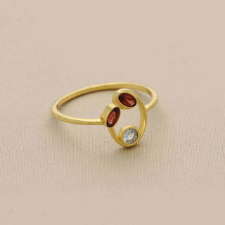 925 Silver Ring Plated With 2 Micron 18kt Gold, Natural Garnet or sky blue topaz Ring, Round or Marquise Shape Gemstone