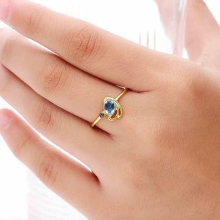 Beautiful London Blue Topaz or Iolite Gemstone Ring, 925 Stealing Silver Ring Plated With 2 Micron 18kt Gold