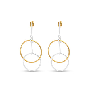 Brass Two Tone Style Earring, 925 Silver Push Back Plated 14kt Gold