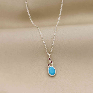 925 Stealing Silver Turquoise and garnet Gemstone Necklace