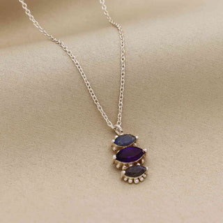 925 Stealing Silver Amethyst and Iolite Gemstone Necklace