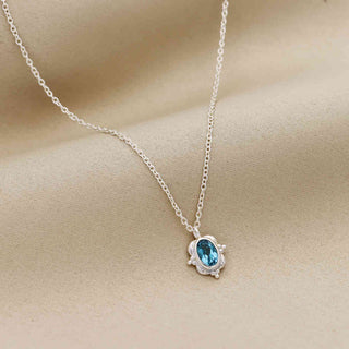 925 Stealing Silver London Blue Topaz Gemstone Necklace