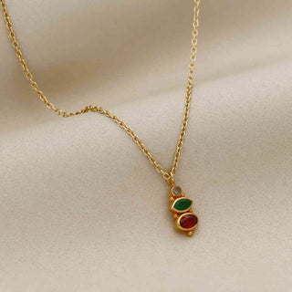 925 Stealing Silver Multi Gemstone Necklace Plated With 18kt Gold