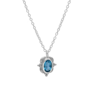 925 Stealing Silver London Blue Topaz Gemstone Necklace