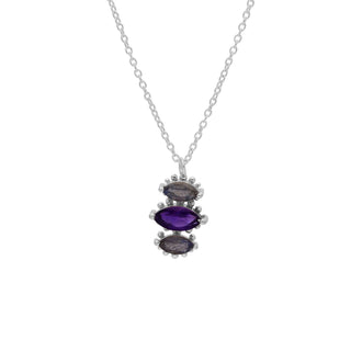 925 Stealing Silver Amethyst and Iolite Gemstone Necklace