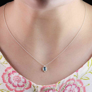 925 Stealing Silver London Blue Topaz Gemstone Necklace