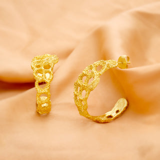 18K Gold Plated Brass Statement Hoop Earrings