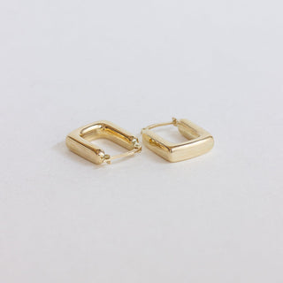 Chunky Square Hoop Earrings, Minimalist Earring, 925 Silver Earring With 18 kt Gold Plated