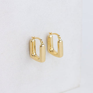 Chunky Square Hoop Earrings, Minimalist Earring, 925 Silver Earring With 18 kt Gold Plated