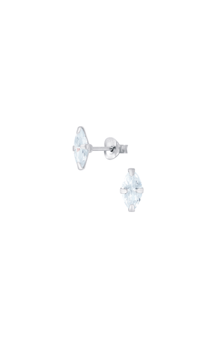 Minimal Marquise Sterling Silver Stud Earrings