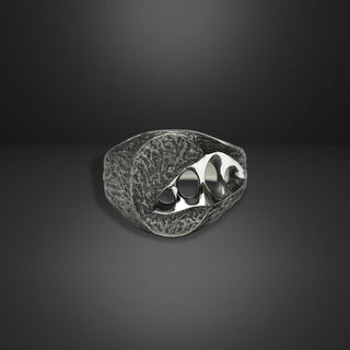 925 Sterling Silver Hammered Men's Signet Ring