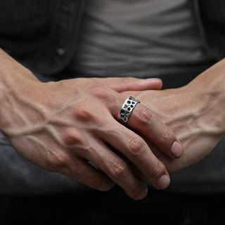 Sterling Silver Black Oxidized Hammered Men's Ring