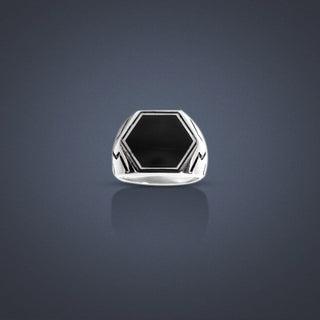 925 Sterling Silver Black Onyx Gemstone Men's Ring