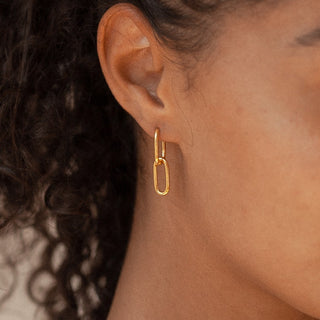 Minimalist Dangle Link Earrings, Minimalist Earring, 925 Silver Earring With 18 kt Gold Plated