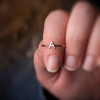 Minimalist Ring, Name Letter Ring, Charm Letter ring, Personalized ring by Crown Minimalist