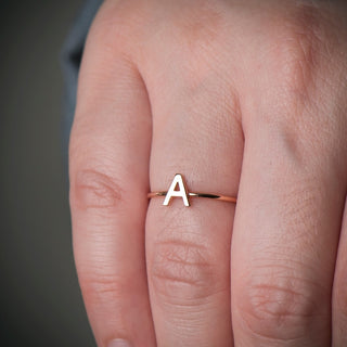 Minimalist Ring, Name Letter Ring, Charm Letter ring, Personalized ring by Crown Minimalist