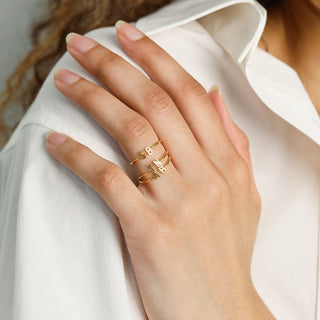 Initial Two Letter Ring by Crown Minimalist