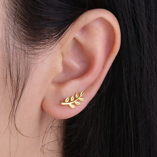 925 Sterling sliver leaf stud Stud Earrings, Mini Gold Earrings, Gifts For Her