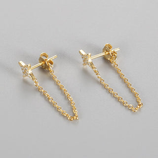 American Diamond Earring Minimalist dainty dangle chain earring