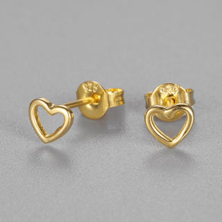 Heart Shape 925 Sterling Stud Earrings, Mini Gold Earrings, Gifts For Her