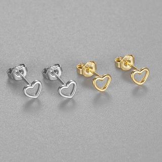 Heart Shape 925 Sterling Stud Earrings, Mini Gold Earrings, Gifts For Her