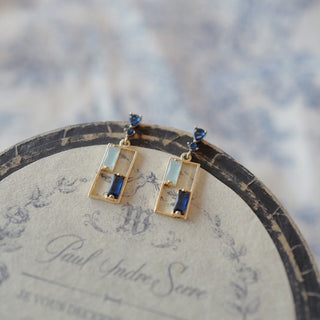 Minimalist Kyanite and Aqua Stone Stud Earrings