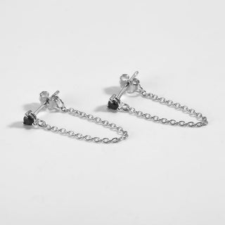 Black Diamond Earring Minimalist dainty dangle chain earring