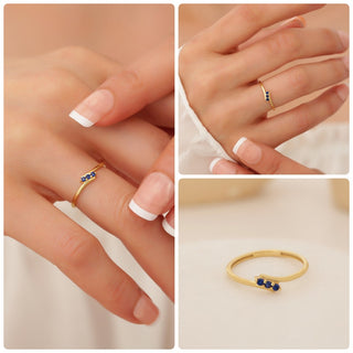 3 Stone Daily Wear Ring By Crown Minimalist