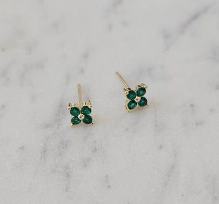 Beautiful Emerald Stud Earrings Sterling Minimalist Stud Earrings