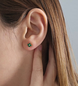 Beautiful Emerald Stud Earrings Sterling Minimalist Stud Earrings