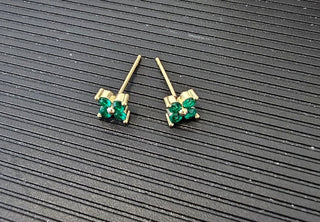 Beautiful Emerald Stud Earrings Sterling Minimalist Stud Earrings